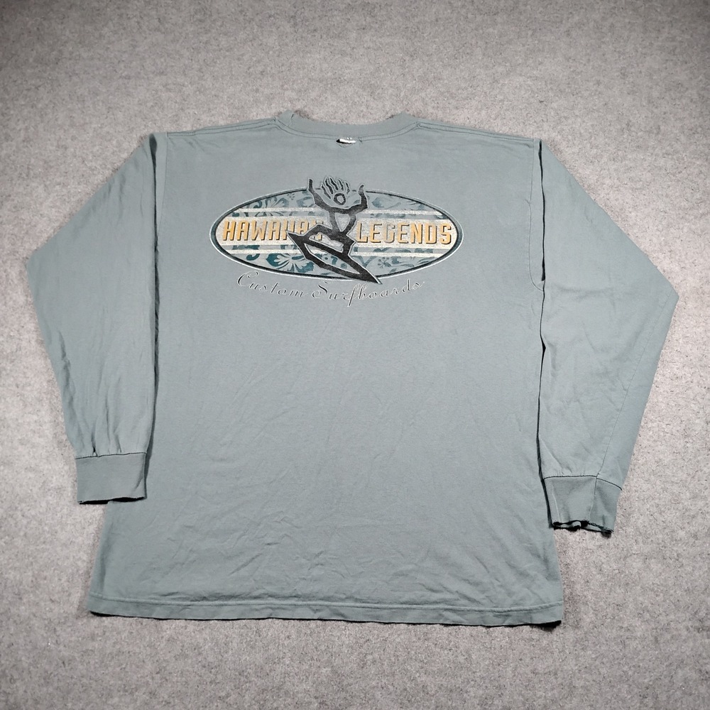 Vintage‎ Murina Hawaiian Legends Custom Surfboards Men XL Blue Long Sleeve Shirt